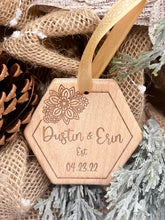 Load image into Gallery viewer, Engraved Hexagon Ornament