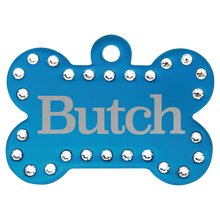 Load image into Gallery viewer, Bone Shaped Pet Tags w/ Swarovski Bling
