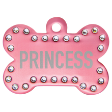 Load image into Gallery viewer, Bone Shaped Pet Tags w/ Swarovski Bling