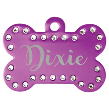 Load image into Gallery viewer, Bone Shaped Pet Tags w/ Swarovski Bling