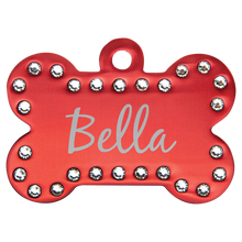 Load image into Gallery viewer, Bone Shaped Pet Tags w/ Swarovski Bling