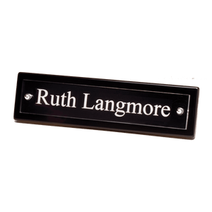 Black Piano Finish Nameplate with Acrylic Engraving Plate - 9 1/4" x 2 1/8"