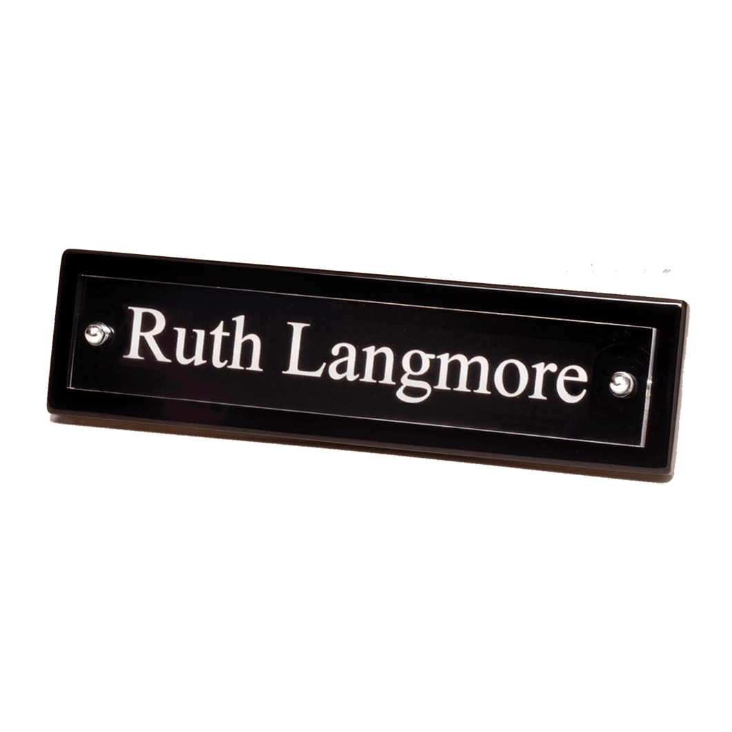 Black Piano Finish Nameplate with Acrylic Engraving Plate - 9 1/4