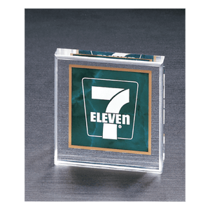Emerald Marble Design Acrylic Paperweight - 3 3/4" x 3 3/4" x 3/4" thick