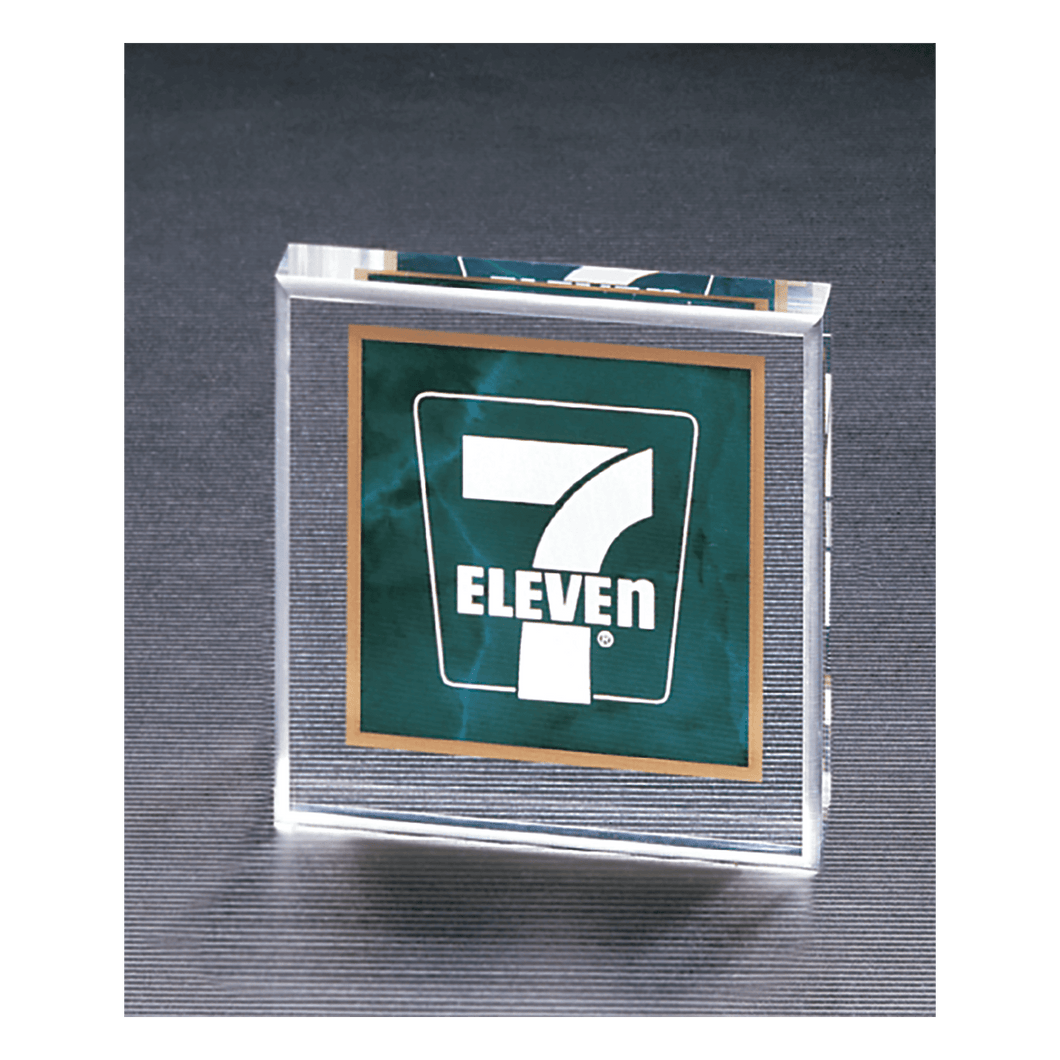 Emerald Marble Design Acrylic Paperweight - 3 3/4