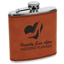Load image into Gallery viewer, 6 oz. Rawhide Leatherette &amp; Stainless Steel Flask | Engraved
