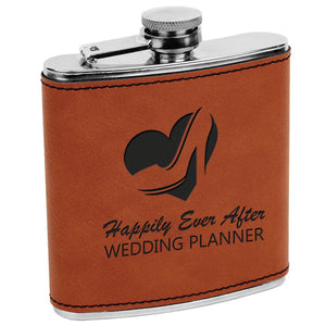 6 oz. Rawhide Leatherette & Stainless Steel Flask | Engraved