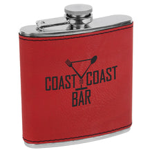 Load image into Gallery viewer, 6 oz. Red Leatherette &amp; Stainless Steel Flask | Engraved
