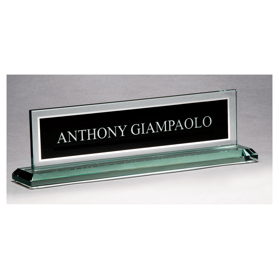 Glass Name Plate w/Black Engraving Area - 10