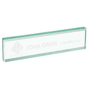 Jade Glass Nameplate - 8" x 2" x 3/4" thick
