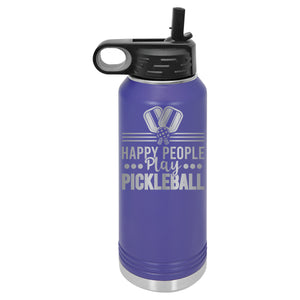 Happy People Play Pickleball | Polar Camel | Insulated Water Bottle (2 Sizes & 17 Colors)