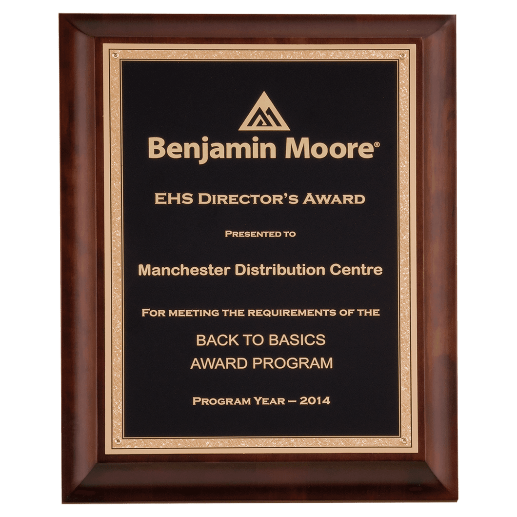 Cherry Finish Plaque with Black Gold Florentine Border