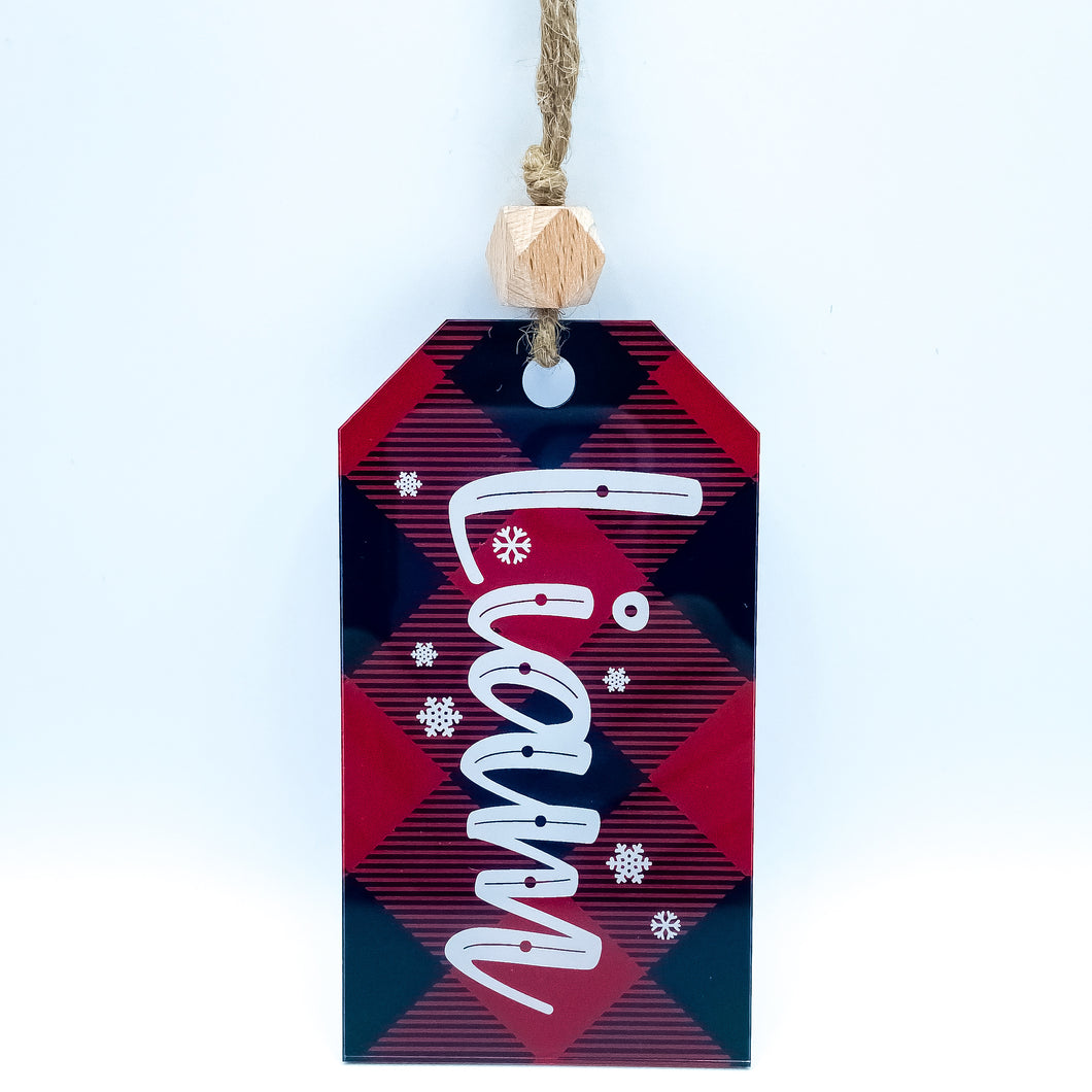 Plaid Stocking/Gift Tag - Acrylic