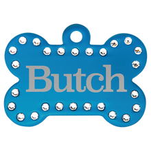 Load image into Gallery viewer, Bone Shaped Pet Tags w/ Swarovski Bling
