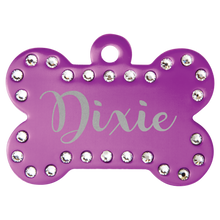 Load image into Gallery viewer, Bone Shaped Pet Tags w/ Swarovski Bling
