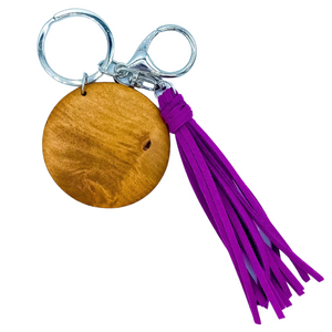 Engraved Key Ring with Suede Tassel